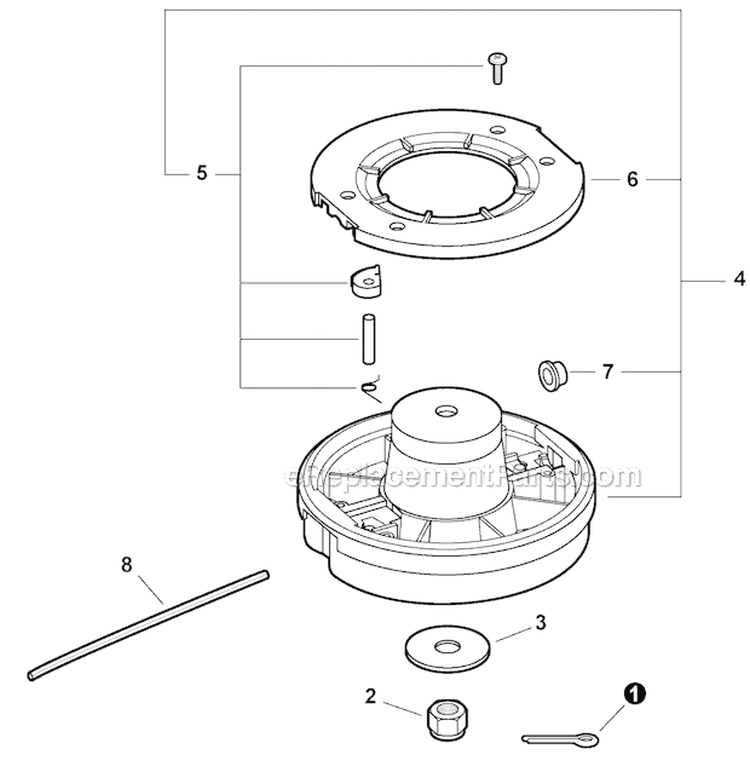 Rapid Loader Attachment Head Diagram and Parts List for PAS-280 T44713001001-T44713999999 Echo Trimmer