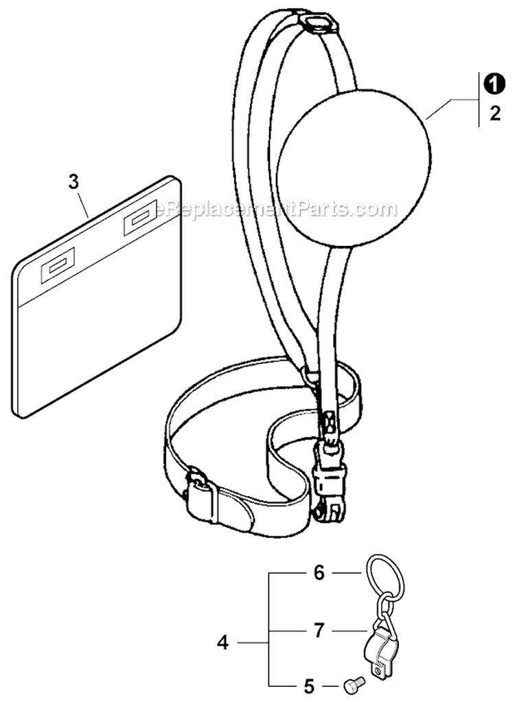 U-Handle Kit - Shoulder Harness Diagram and Parts List for PAS-280 T44713001001-T44713999999 Echo Trimmer