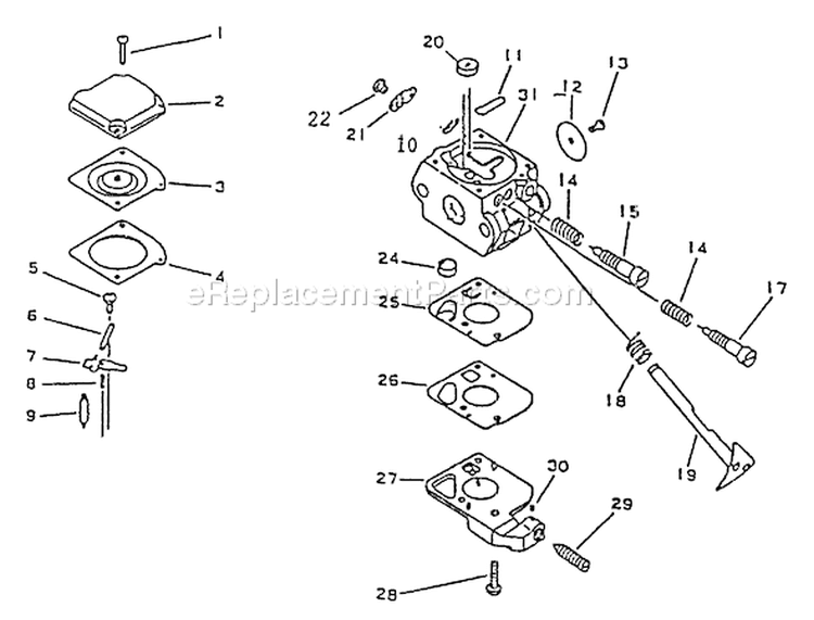 Page B Diagram and Parts List for PB-1010 001001 - 066000 Echo Leaf Blower / Vacuum