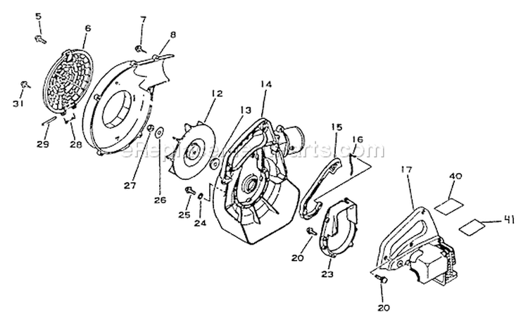 Page D Diagram and Parts List for PB-1010 001001 - 066000 Echo Leaf Blower / Vacuum