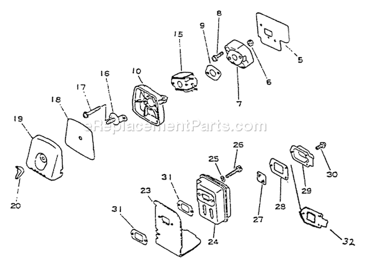 Page H Diagram and Parts List for PB-1010 001001 - 066000 Echo Leaf Blower / Vacuum