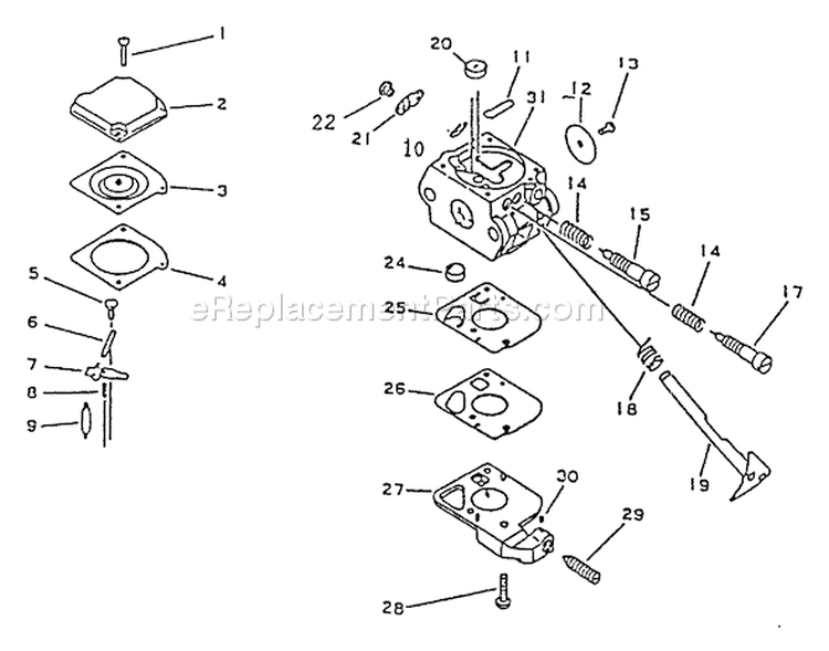 Page B Diagram and Parts List for PB-1000 066001 - 098000 Echo Leaf Blower / Vacuum