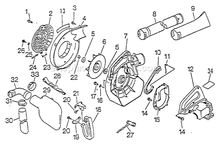 Page C Diagram and Parts List for PB-1010 098001 - 122635 Echo Leaf Blower / Vacuum
