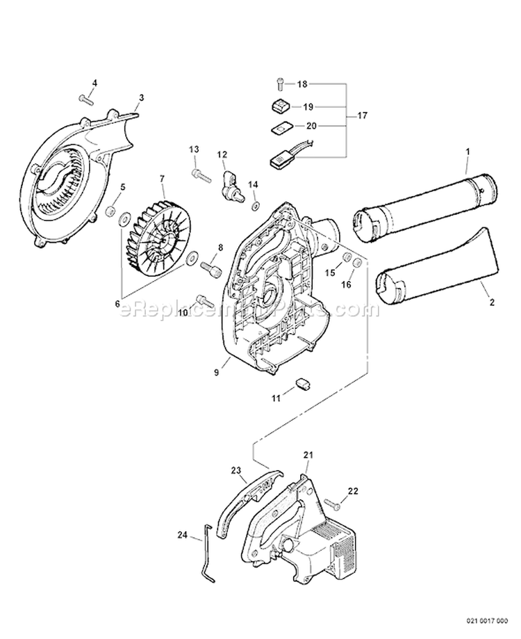 Page D Diagram and Parts List for PB-200 P06013001001 - P06013002770 Echo Leaf Blower / Vacuum