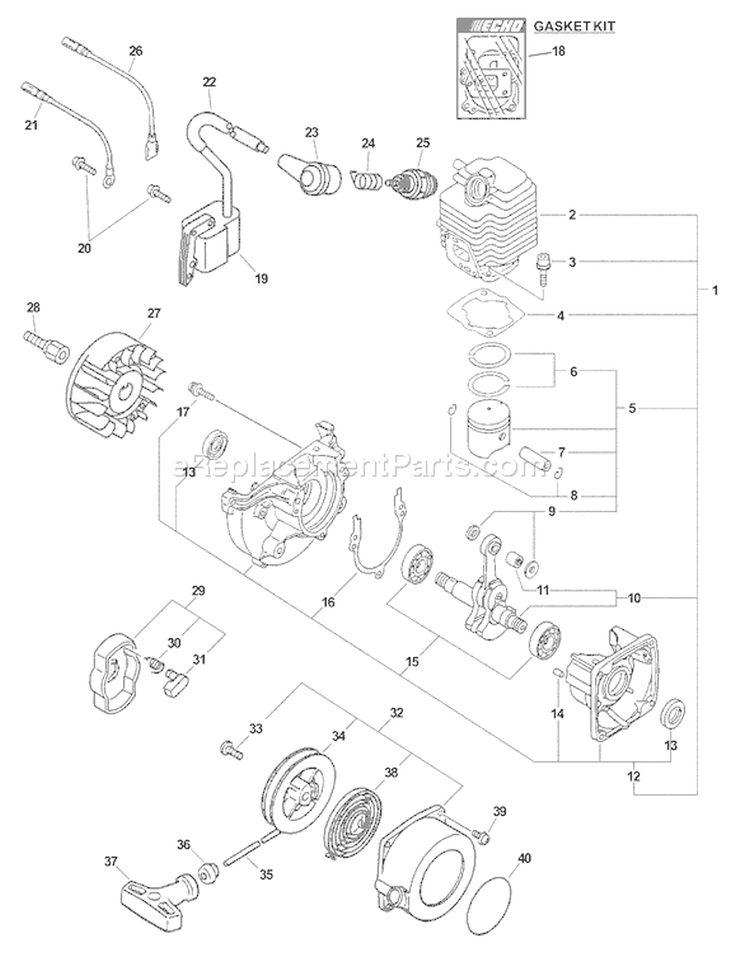 Page B Diagram and Parts List for PB-201 02001001 - 02999999 Echo Leaf Blower / Vacuum