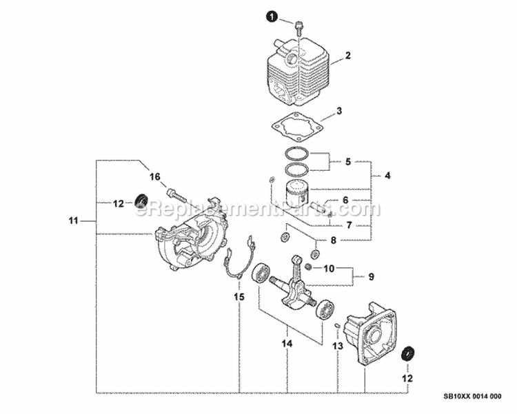 Engine Diagram and Parts List for PB-2155 P32620001001-P32620999999 Echo Leaf Blower / Vacuum