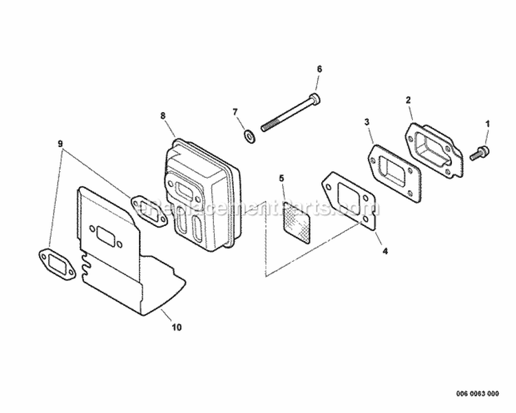 Exhaust Diagram and Parts List for PB-2155 P32620001001-P32620999999 Echo Leaf Blower / Vacuum