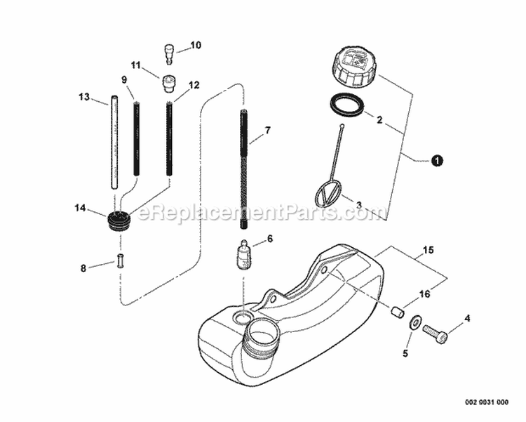 FuelSystem Diagram and Parts List for PB-2155 P32620001001-P32620999999 Echo Leaf Blower / Vacuum