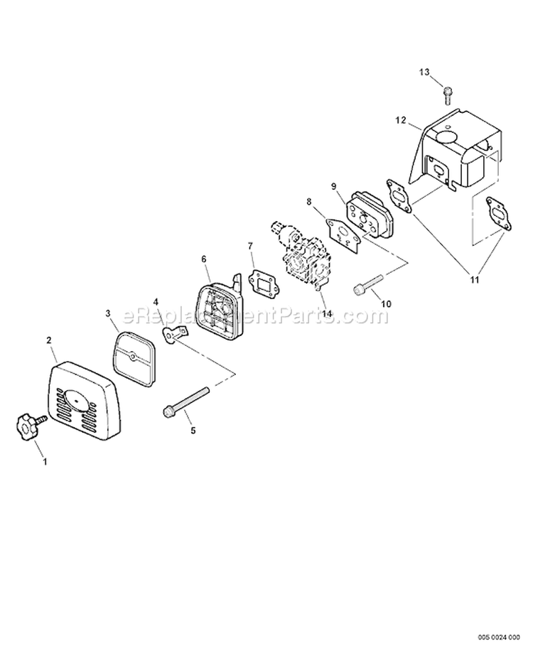 Page H Diagram and Parts List for PB-230LN P05813001001 - P05813999999 Echo Leaf Blower / Vacuum