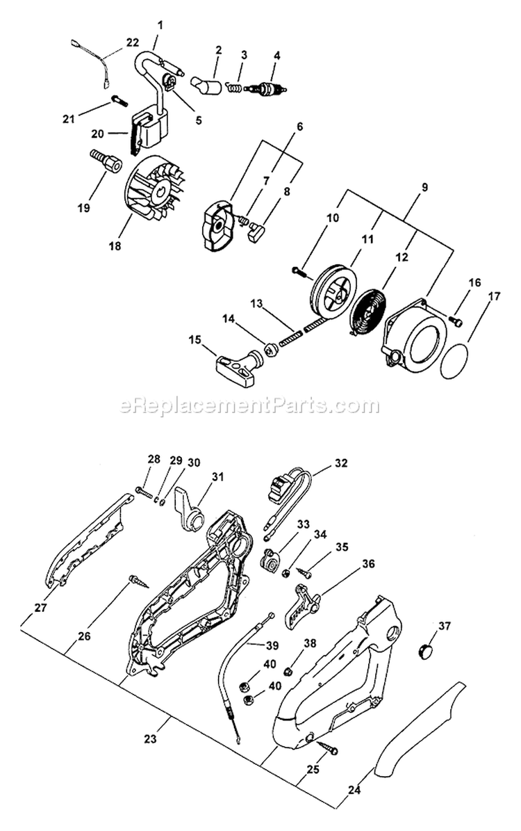 Page E Diagram and Parts List for PB-2400 Type 1 -After S/N 001001 Echo Leaf Blower / Vacuum