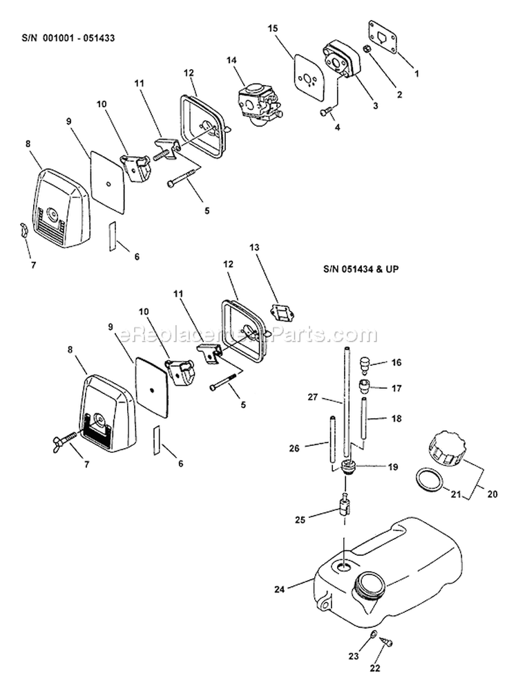 Page F Diagram and Parts List for PB-2400 Type 1 -After S/N 001001 Echo Leaf Blower / Vacuum
