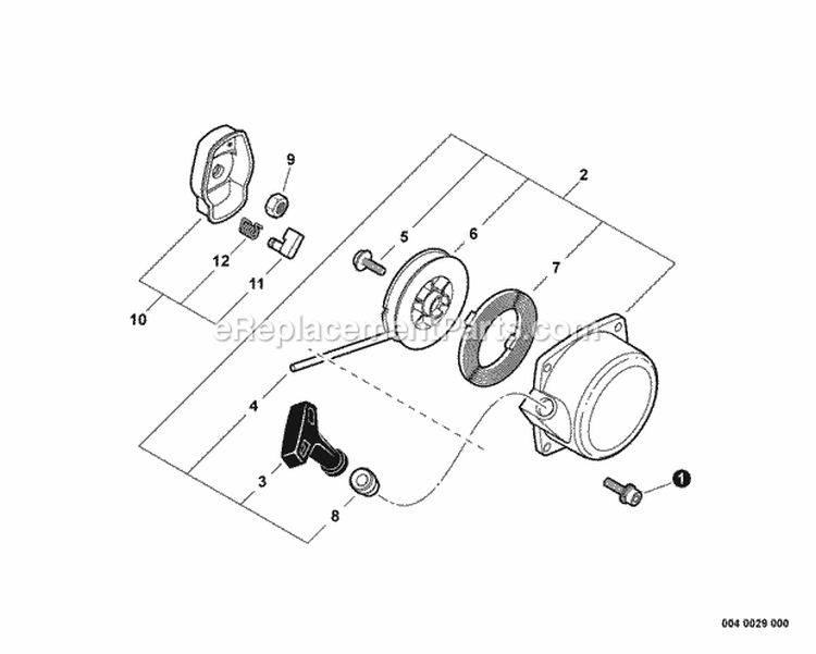 Starter Diagram and Parts List for PB-2455 P32720001001-P32720999999 Echo Leaf Blower / Vacuum