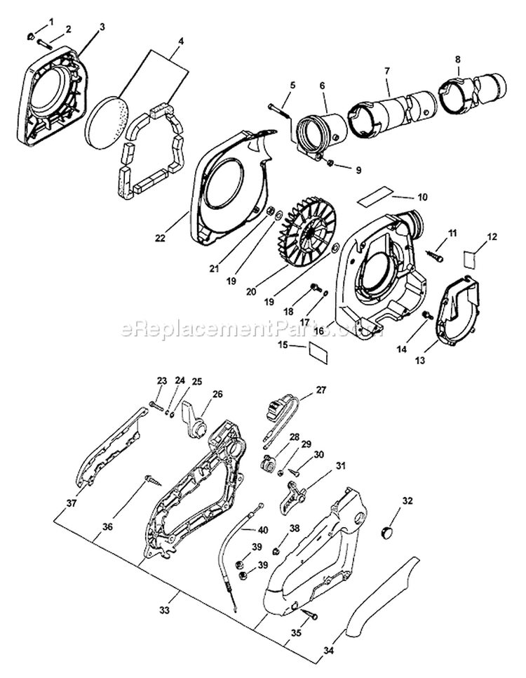 Page C Diagram and Parts List for PB-24LN Type 1E -After S/N 001001 Echo Leaf Blower / Vacuum