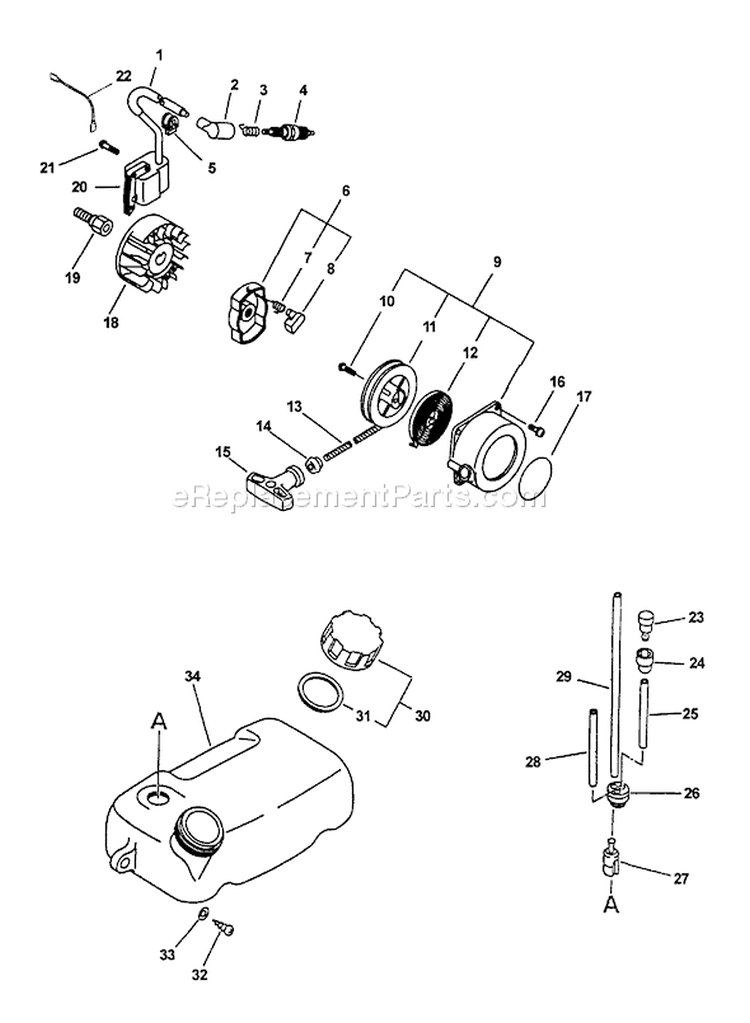 Page D Diagram and Parts List for PB-24LN Type 1E -After S/N 001001 Echo Leaf Blower / Vacuum