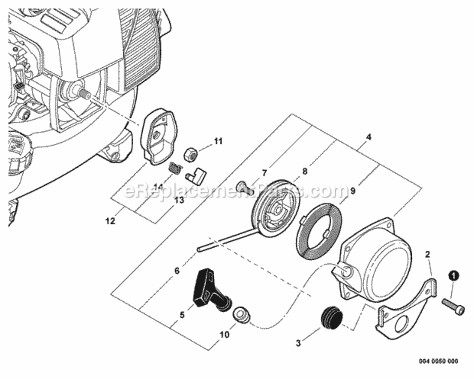 Starter Diagram and Parts List for PB-250LN P40212001001 - P40212999999 Echo Leaf Blower / Vacuum