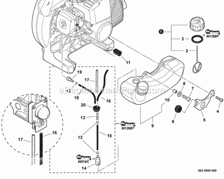 Fuel_System Diagram and Parts List for PB-250LN P40212001001 - P40212999999 Echo Leaf Blower / Vacuum