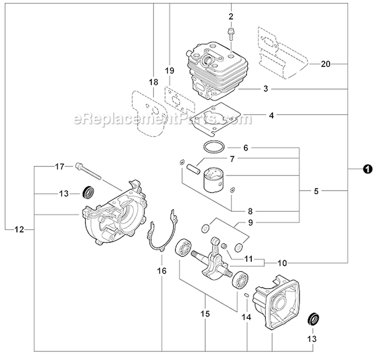 Engine, Short Block - Sb1104 Diagram and Parts List for PB-250 P30911001001-P30911999999 Echo Leaf Blower / Vacuum