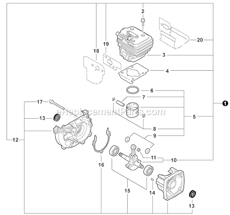 Engine, Short Block - Sb1104 Diagram and Parts List for PB-250 P33112001001-P33112999999 Echo Leaf Blower / Vacuum