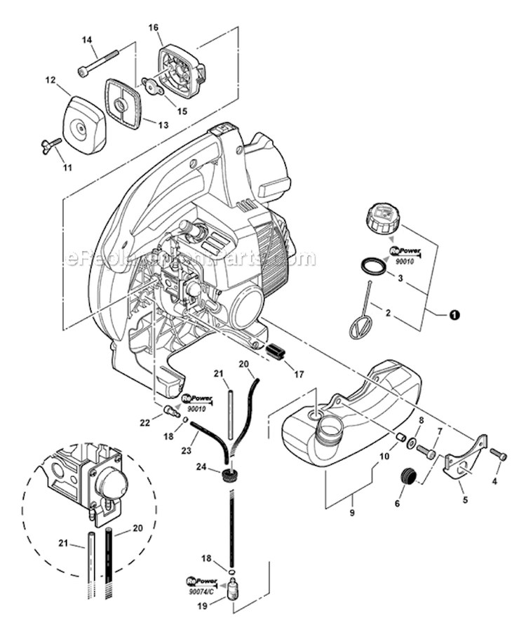 Fuel System S/N: P33211001001-P33112016285 Diagram and Parts List for PB-250 P33211001001-P33211999999 Echo Leaf Blower / Vacuum