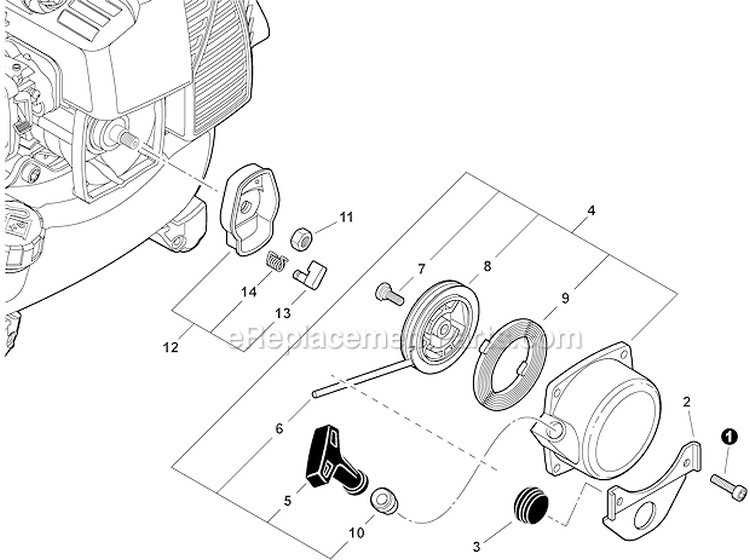 Starter Diagram and Parts List for PB-250 P33313001001-P33313999999 Echo Leaf Blower / Vacuum
