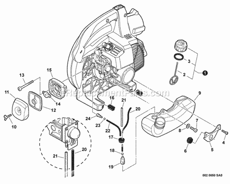 FuelSystem Diagram and Parts List for PB-252 P35620001001-P35620999999 Echo Leaf Blower / Vacuum