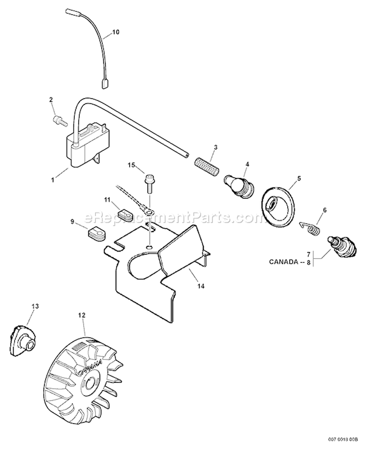 Page H Diagram and Parts List for PB-255 P06213001001 - P06213999999 Echo Leaf Blower / Vacuum