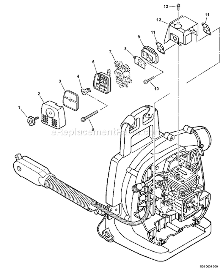 Page L Diagram and Parts List for PB-260L P05913001001-P05913999999 Echo Leaf Blower / Vacuum