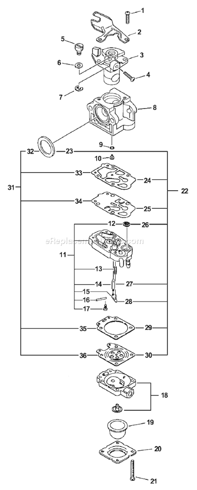 Page C Diagram and Parts List for PB-260L 04001001-04999999 Echo Leaf Blower / Vacuum