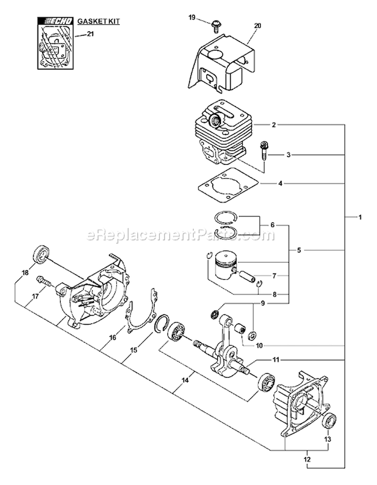 Page D Diagram and Parts List for PB-260L 04001001-04999999 Echo Leaf Blower / Vacuum