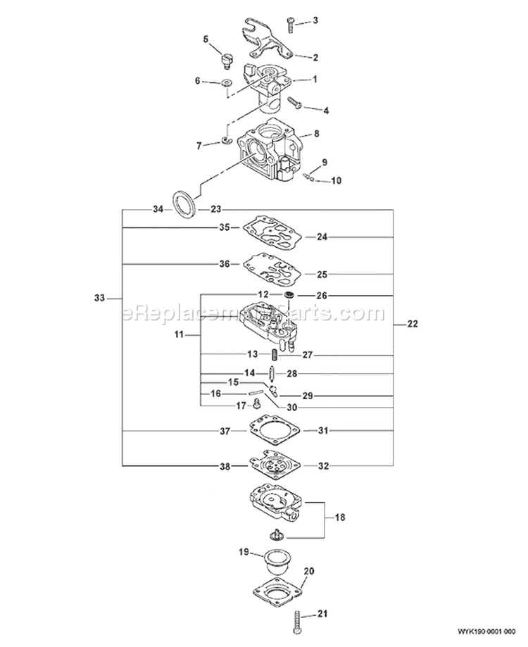 Page D Diagram and Parts List for PB-260L 07001001-07999999 Echo Leaf Blower / Vacuum