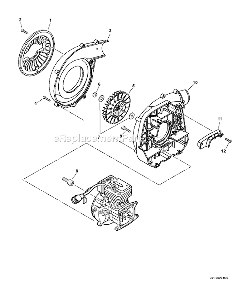 Page F Diagram and Parts List for PB-260L 07001001-07999999 Echo Leaf Blower / Vacuum
