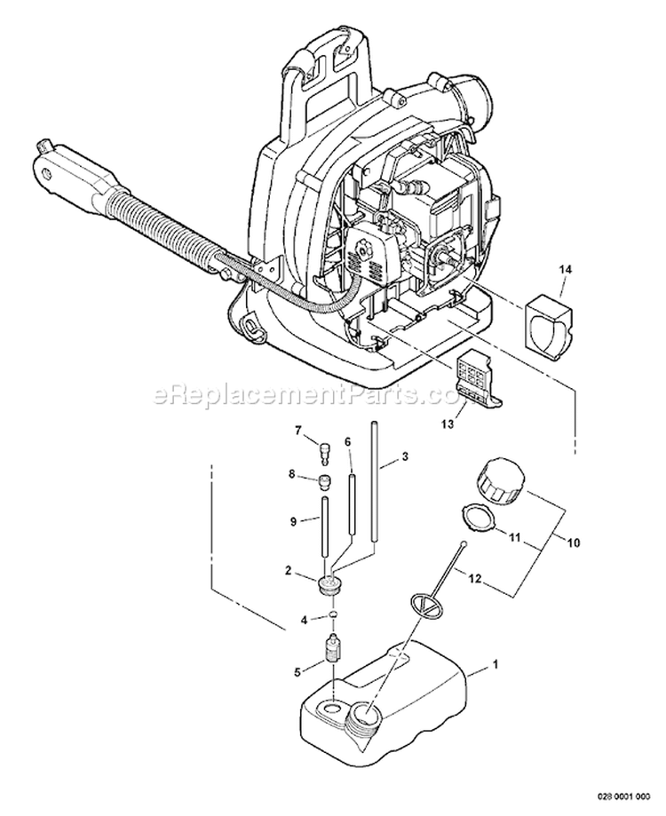 Page H Diagram and Parts List for PB-260L P28512001001-P28512999999 Echo Leaf Blower / Vacuum