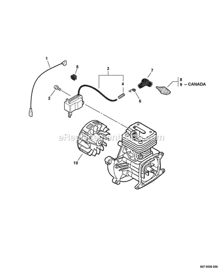 Ignition Diagram and Parts List for PB-261I 06001001-06999999 Echo Leaf Blower / Vacuum