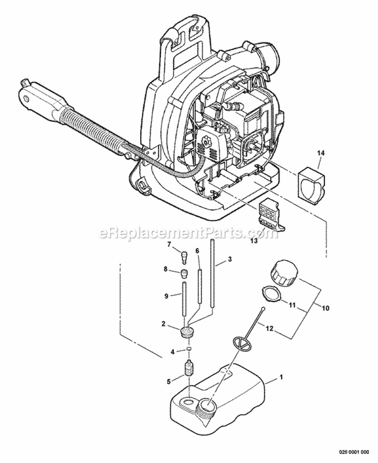 FuelSystem Diagram and Parts List for PB-261I 06001001-06999999 Echo Leaf Blower / Vacuum