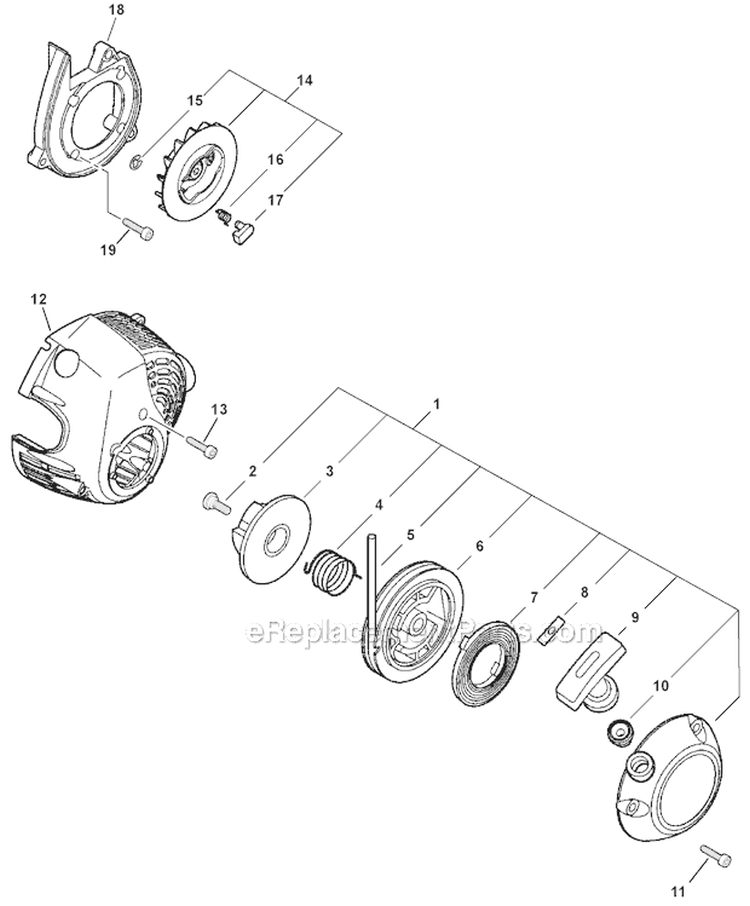 Starter Diagram and Parts List for PB-265LN P35312001001-P35312999999 Echo Leaf Blower / Vacuum
