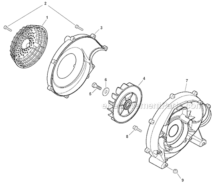 Fan Case Diagram and Parts List for PB-265LN P35312001001-P35312999999 Echo Leaf Blower / Vacuum