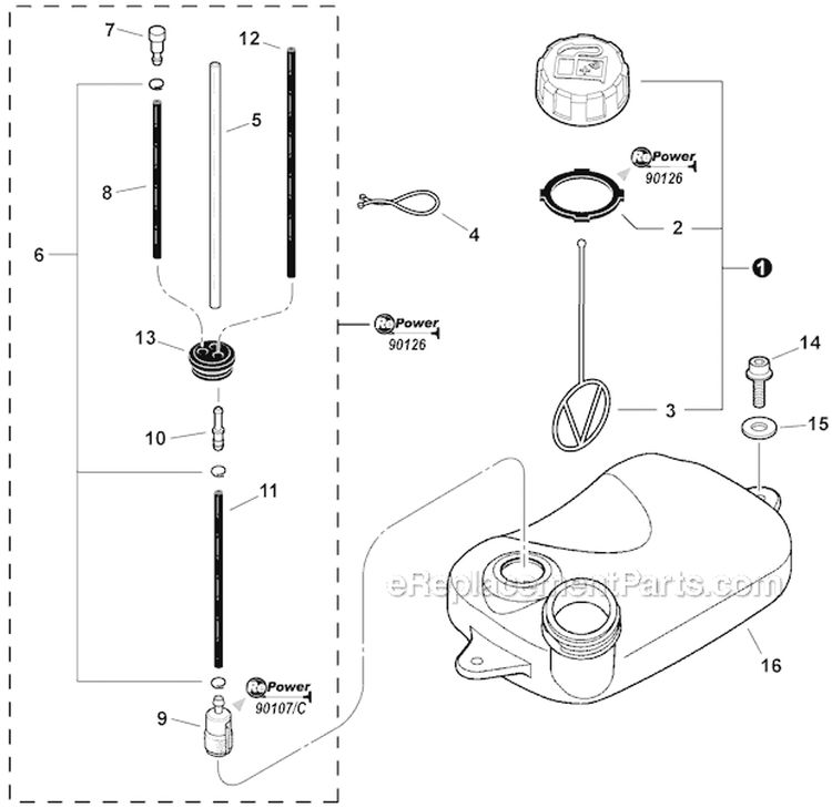 Fuel System Diagram and Parts List for PB-265LN P35312001001-P35312999999 Echo Leaf Blower / Vacuum