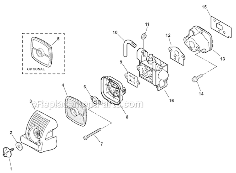 Intake Diagram and Parts List for PB-265LN P35312001001-P35312999999 Echo Leaf Blower / Vacuum