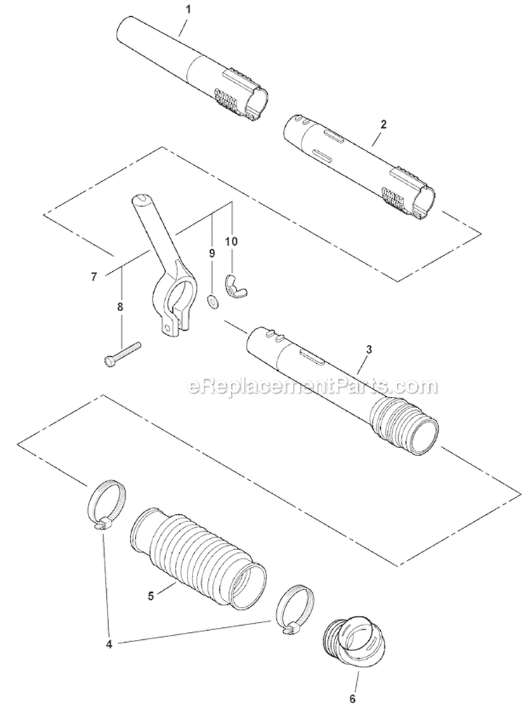 Posi-Loc Blower Tubes Diagram and Parts List for PB-265LN P35312001001-P35312999999 Echo Leaf Blower / Vacuum
