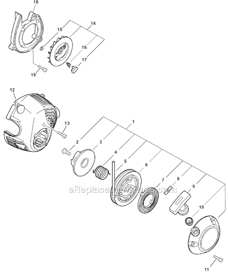 Starter Diagram and Parts List for PB-265LN P35411001001-P35411999999 Echo Leaf Blower / Vacuum