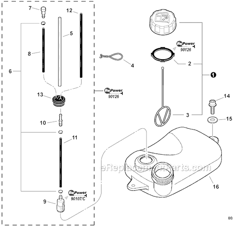 Fuel System Diagram and Parts List for PB-265LN P35411001001-P35411999999 Echo Leaf Blower / Vacuum