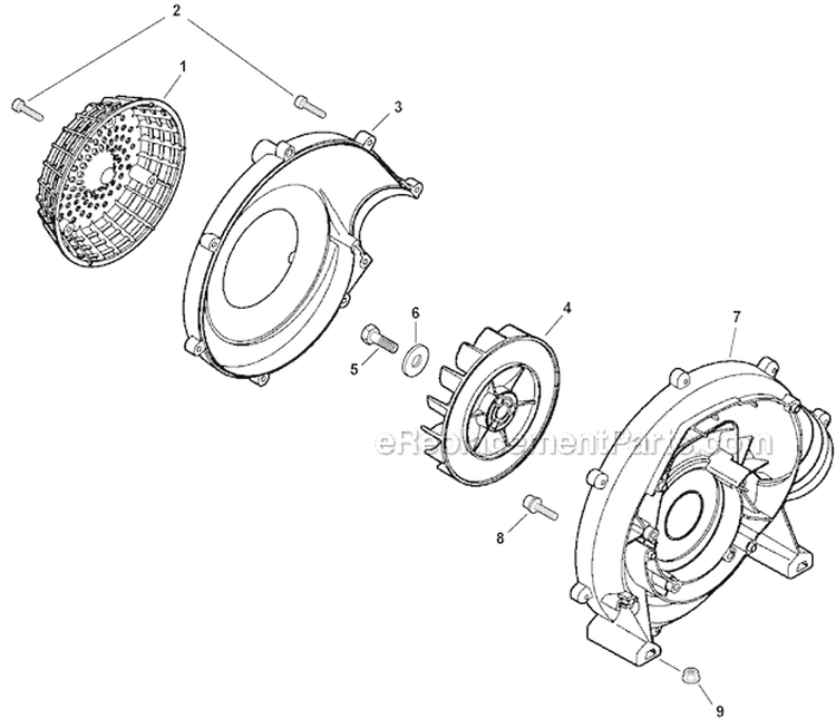 Fan Case Diagram and Parts List for PB-265LN P35513001001-P35513999999 Echo Leaf Blower / Vacuum