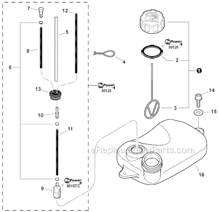 Fuel System Diagram and Parts List for PB-265LN P35513001001-P35513999999 Echo Leaf Blower / Vacuum