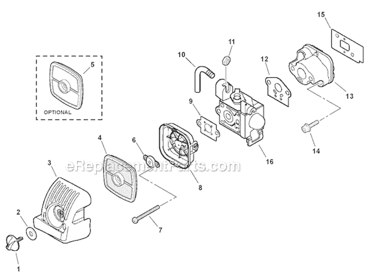 Intake Diagram and Parts List for PB-265LN P35513001001-P35513999999 Echo Leaf Blower / Vacuum