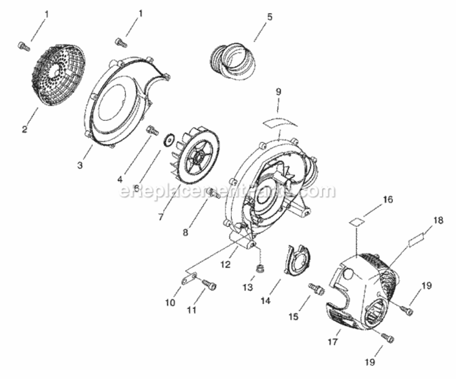 Engine_Cover_Fan_Cover Diagram and Parts List for PB-265LN P38426001001 - P38426999999 Echo Leaf Blower / Vacuum