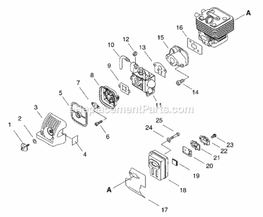 Intake_Exhaust Diagram and Parts List for PB-265LN P38426001001 - P38426999999 Echo Leaf Blower / Vacuum