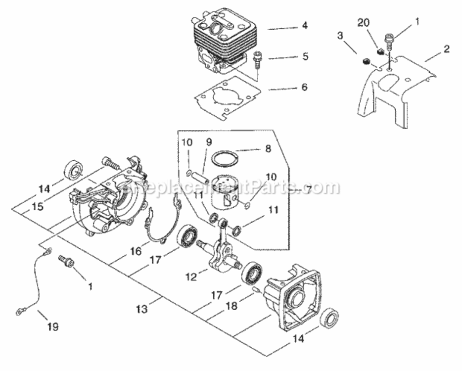Piston_Crankshaft Diagram and Parts List for PB-265LN P38426001001 - P38426999999 Echo Leaf Blower / Vacuum