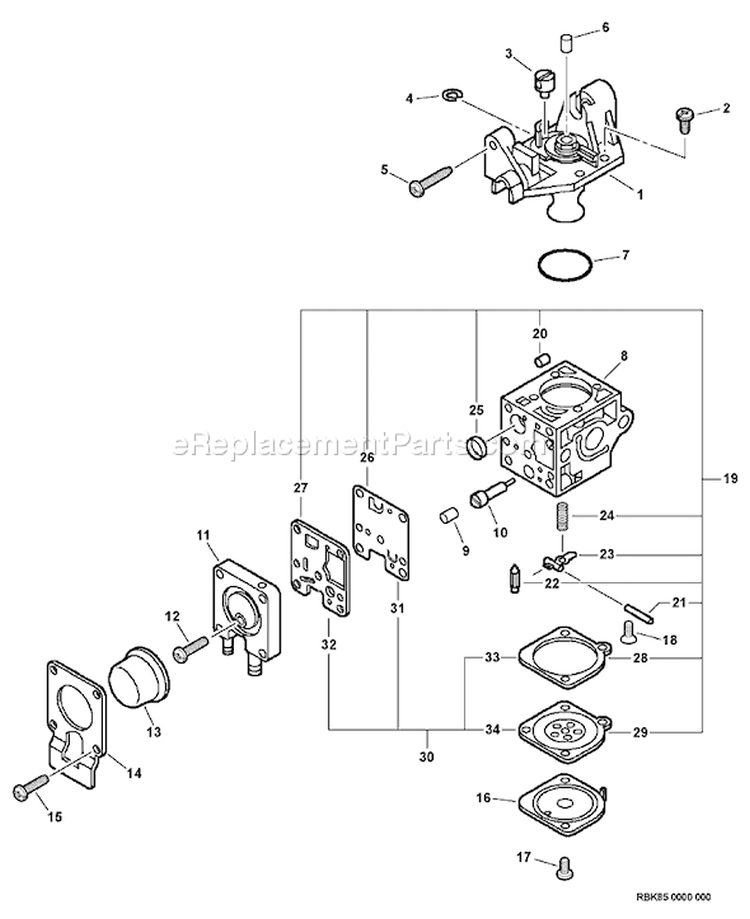 Page B Diagram and Parts List for PB-265L P06313001001-P06313999999 Echo Leaf Blower / Vacuum