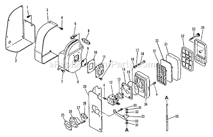 Page E Diagram and Parts List for PB-300E 0049617 Echo Leaf Blower / Vacuum