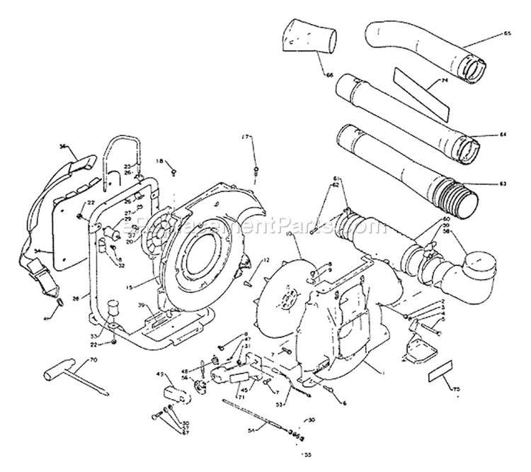 Page D Diagram and Parts List for PB-400E 128096-249241 Echo Leaf Blower / Vacuum